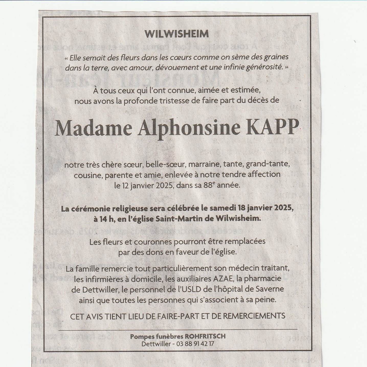 Photo d’Alphonsine KAPP